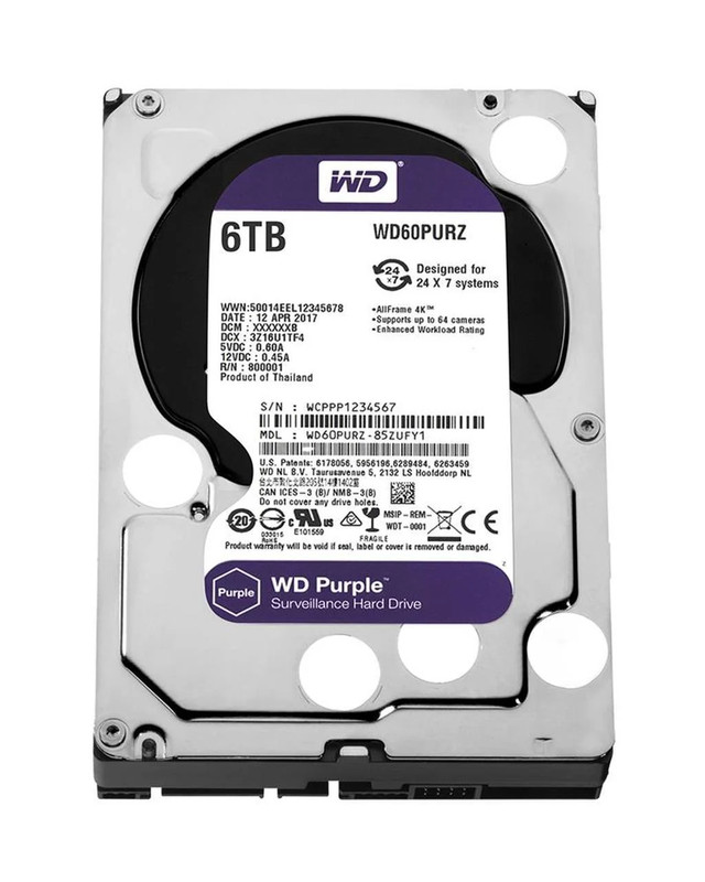 Western Digital WD Purple 6TB 3.5" Internal SATA HDD - مساحة تخزين